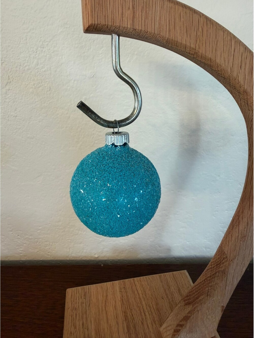 Vintage Shiny Brite Turquoise Blue Mica Glass Christmas Ornament Made USA